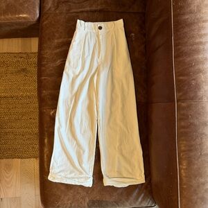 COTTON HIGH-WAISTED WIDE LEG PANTS